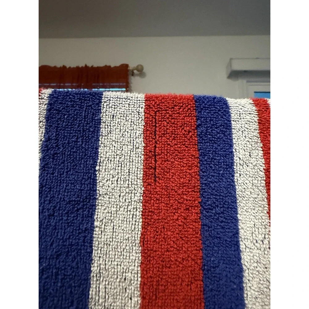 Tropical Escape Liberia Flag Beach Towel 100% Cotton Red White Blue Fringe 53